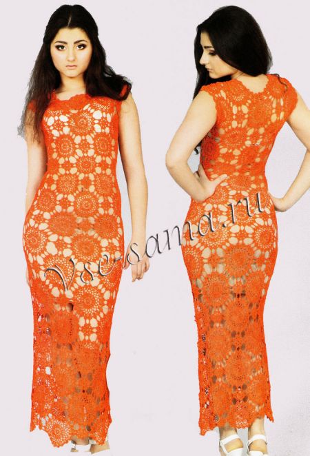 Коралловое платье крючком, фото Коралловое платье крючком, фото