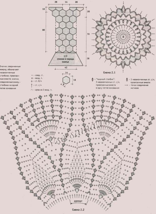 Длинное платье крючком с каймой, схема Длинное платье крючком с каймой, схема