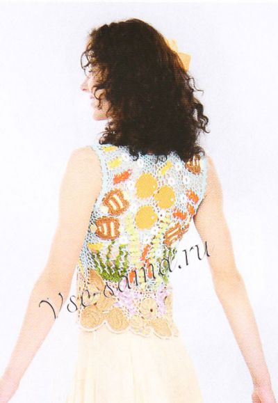 Кофточка крючком Морская композиция, спинка