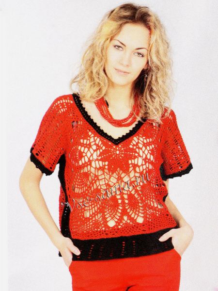 Красный с черным пуловер, фото Красный с черным пуловер, фото