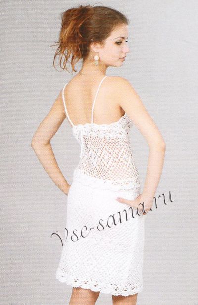 Майка и юбка крючком - гармония, вид со спины