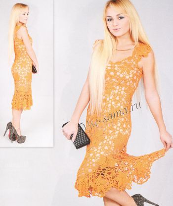 Оранжевое платье крючком Оранжевое платье крючком