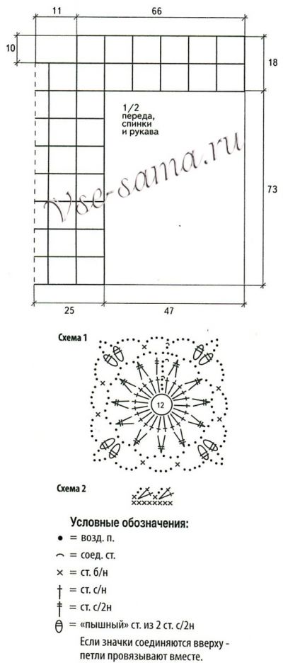 Платье крючком с пайетками, схема
