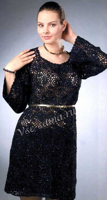 Платье крючком с пайетками Платье крючком с пайетками