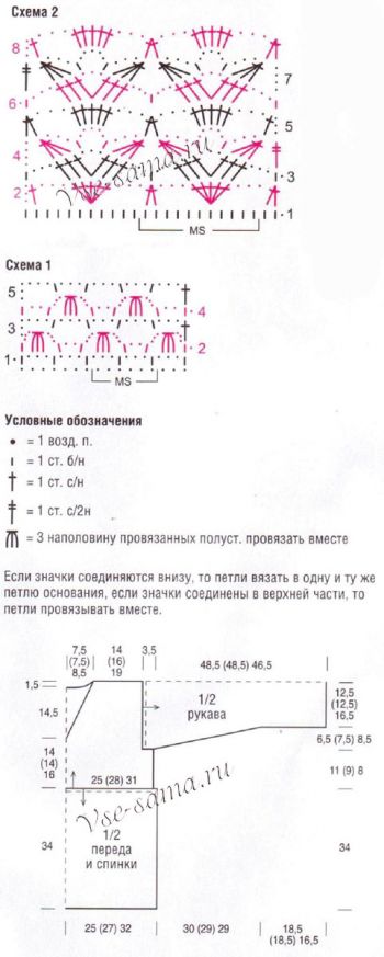 Просторный прямой пуловер крючком