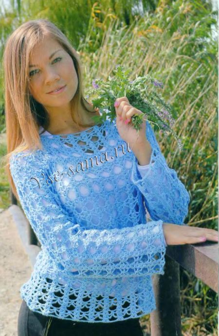 Пуловер крючком Небесный шоколад, фото Пуловер крючком Небесный шоколад, фото