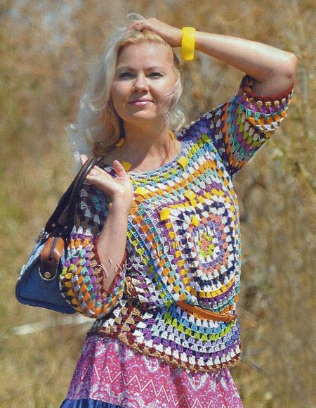 Пуловер крючком Акварель, фото Пуловер крючком Акварель, фото