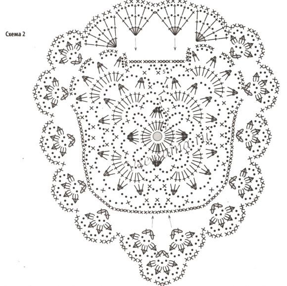 Схема №2 для вязания пуловера с ажурной вставкой Схема №2 для вязания пуловера с ажурной вставкой