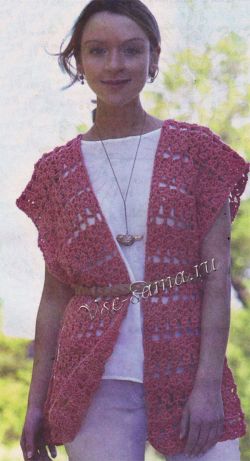 Розовый жилет крючком Розовый жилет крючком