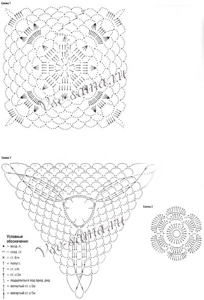 Шаль крючком Незнакомка, схема Шаль крючком Незнакомка, схема