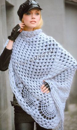 Шаль крючком с каймой из полукругов Шаль крючком с каймой из полукругов