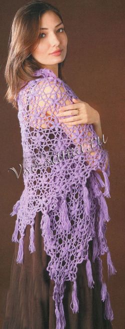 Сиреневая шаль крючком Сиреневая шаль крючком