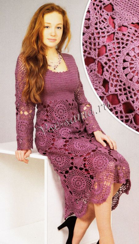 Сиреневое платье крючком, фото Сиреневое платье крючком, фото