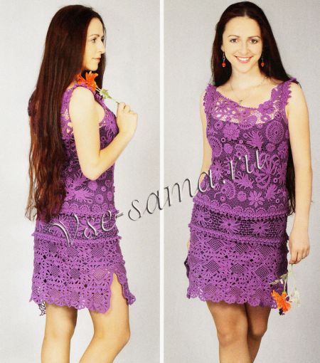 Сиреневое платье в технике ирландского кружева, фото Сиреневое платье в технике ирландского кружева, фото