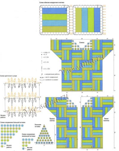 Цветная кофточка и берет крючком, схема 1 Цветная кофточка и берет крючком, схема 1