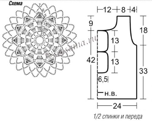 Топ крючком - яркие краски, схема Топ крючком - яркие краски, схема