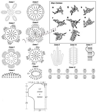Топ крючком - ирландское кружево, схемы Топ крючком - ирландское кружево, схемы