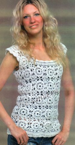 Топ крючком из квадратных мотивов Топ крючком из квадратных мотивов