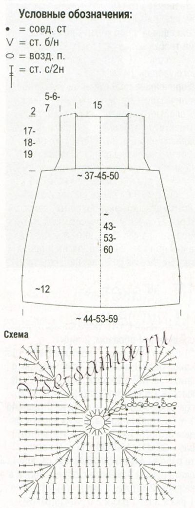 Топ крючком из квадратов, схема