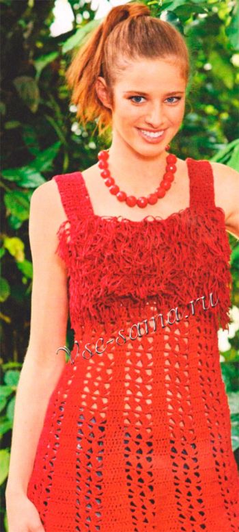 Топ красного цвета крючком Топ красного цвета крючком