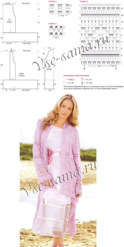 Жакет с ажурными элементами, схема