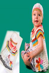 Кофточка с полосатой кокеткой и шапочка Кофточка с полосатой кокеткой и шапочка