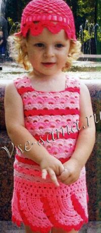 Комплект крючком: платье и шапочка Комплект крючком: платье и шапочка