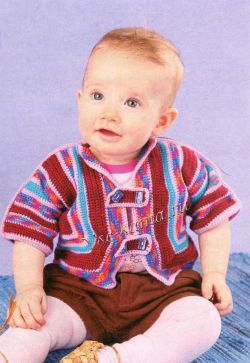 Пестрая кофточка крючком для малышки Пестрая кофточка крючком для малышки