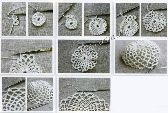 Шапочка крючком жемчужная, 1 Шапочка крючком жемчужная, 1