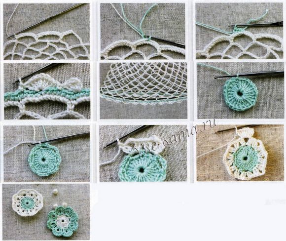 Шапочка крючком жемчужная, 2 Шапочка крючком жемчужная, 2