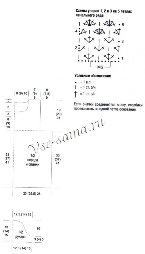 Схема и выкройка для вязания желто-серого платья Схема и выкройка для вязания желто-серого платья
