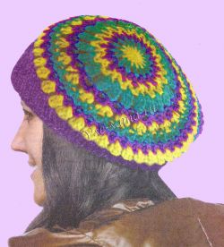 Берет в полоску крючком, фото Берет в полоску крючком, фото