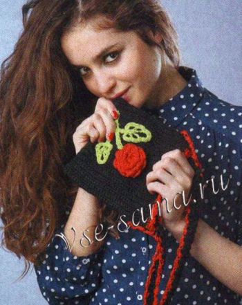 Черная сумочка с розой Черная сумочка с розой