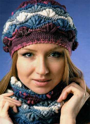 Меланжевый комплект крючком с витыми столбиками Меланжевый комплект крючком с витыми столбиками