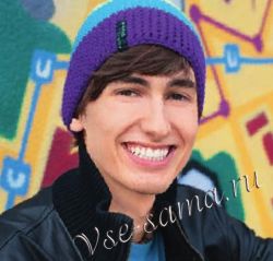 Шапка из лиловой, бирюзовой и жёлтой пряжи, фото Шапка из лиловой, бирюзовой и жёлтой пряжи, фото