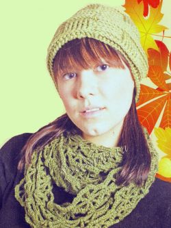 Шапочка и шарф крючком из однотонной пряжи, фото Шапочка и шарф крючком из однотонной пряжи, фото