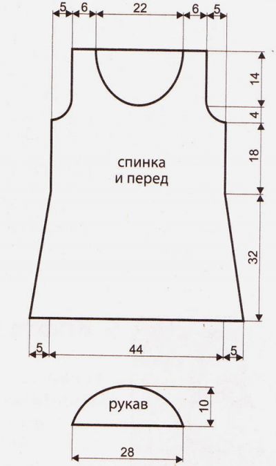 Выкройка для вязания майки Выкройка для вязания майки