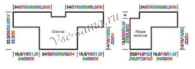 Выкройка для вязания лилового жакета Выкройка для вязания лилового жакета