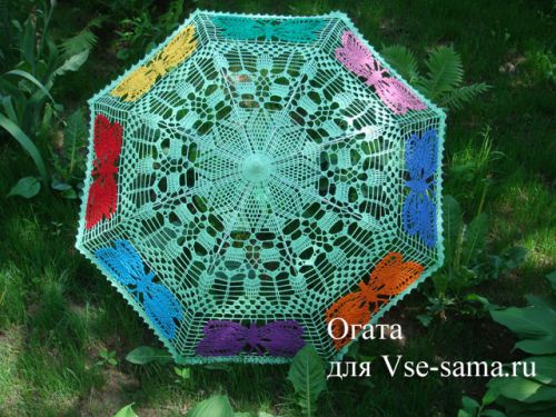 Ажурный зонтик крючком с бабочками от Огата - 10 Ажурный зонтик крючком с бабочками от Огата - 10