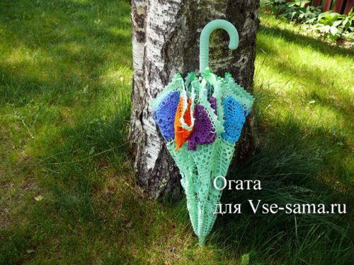 Ажурный зонтик крючком с бабочками от Огата - 12 Ажурный зонтик крючком с бабочками от Огата - 12