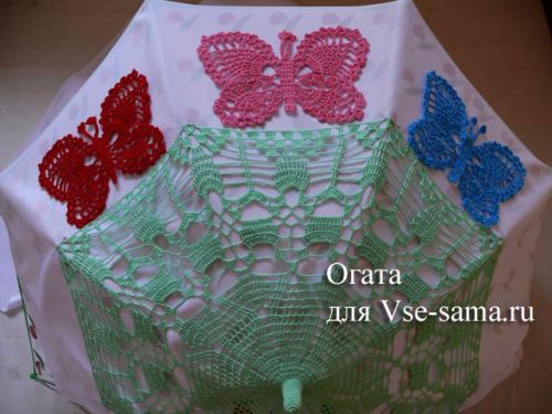 Ажурный зонтик крючком с бабочками от Огата - 6 Ажурный зонтик крючком с бабочками от Огата - 6