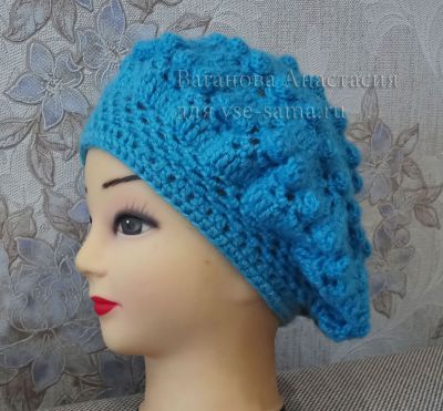 МК - Берет весенний с шишечками, фото 8 МК - Берет весенний с шишечками, фото 8