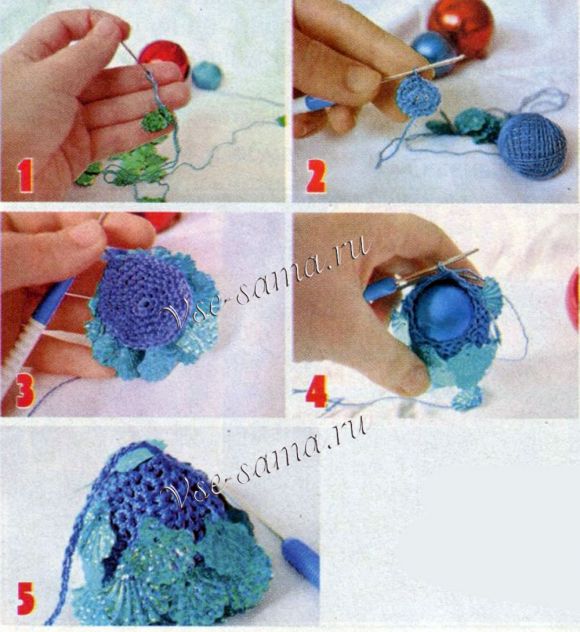 Новогодние шары с пайетками крючком-2 Новогодние шары с пайетками крючком-2