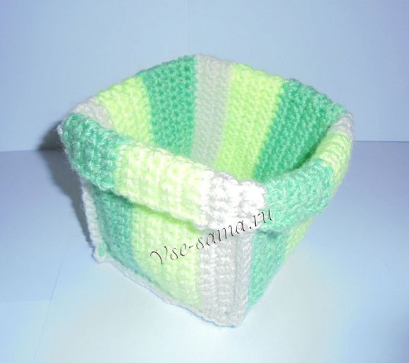 Вертикальные корзиночки из остатков пряжи-10 Вертикальные корзиночки из остатков пряжи-10