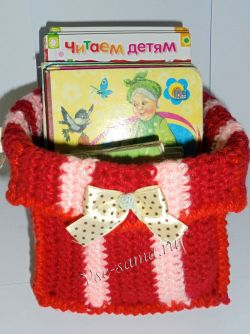 Вертикальные корзиночки из остатков пряжи, фото Вертикальные корзиночки из остатков пряжи, фото