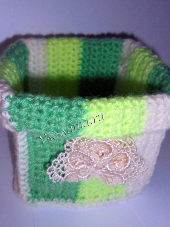 Вертикальные корзиночки из остатков пряжи-17 Вертикальные корзиночки из остатков пряжи-17