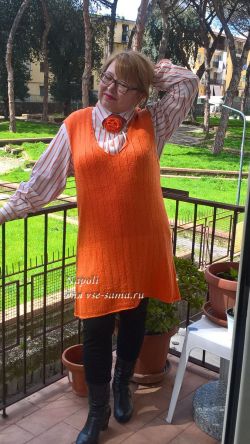 Сарафан спицами Оранжевое настроение, фото Сарафан спицами Оранжевое настроение, фото