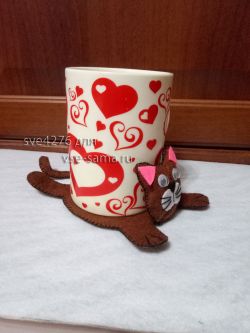 Подставка по чашку кошечка, фото Подставка по чашку кошечка, фото