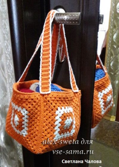 Вязаная корзинка для рукоделия Вязаная корзинка для рукоделия