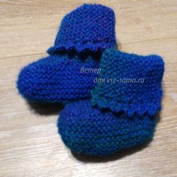 Пинетки на 2-х спицах, фото Пинетки на 2-х спицах, фото